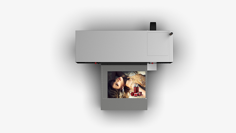 Epson SureColor V4000 UV flatbed printer, top view showing the print bed